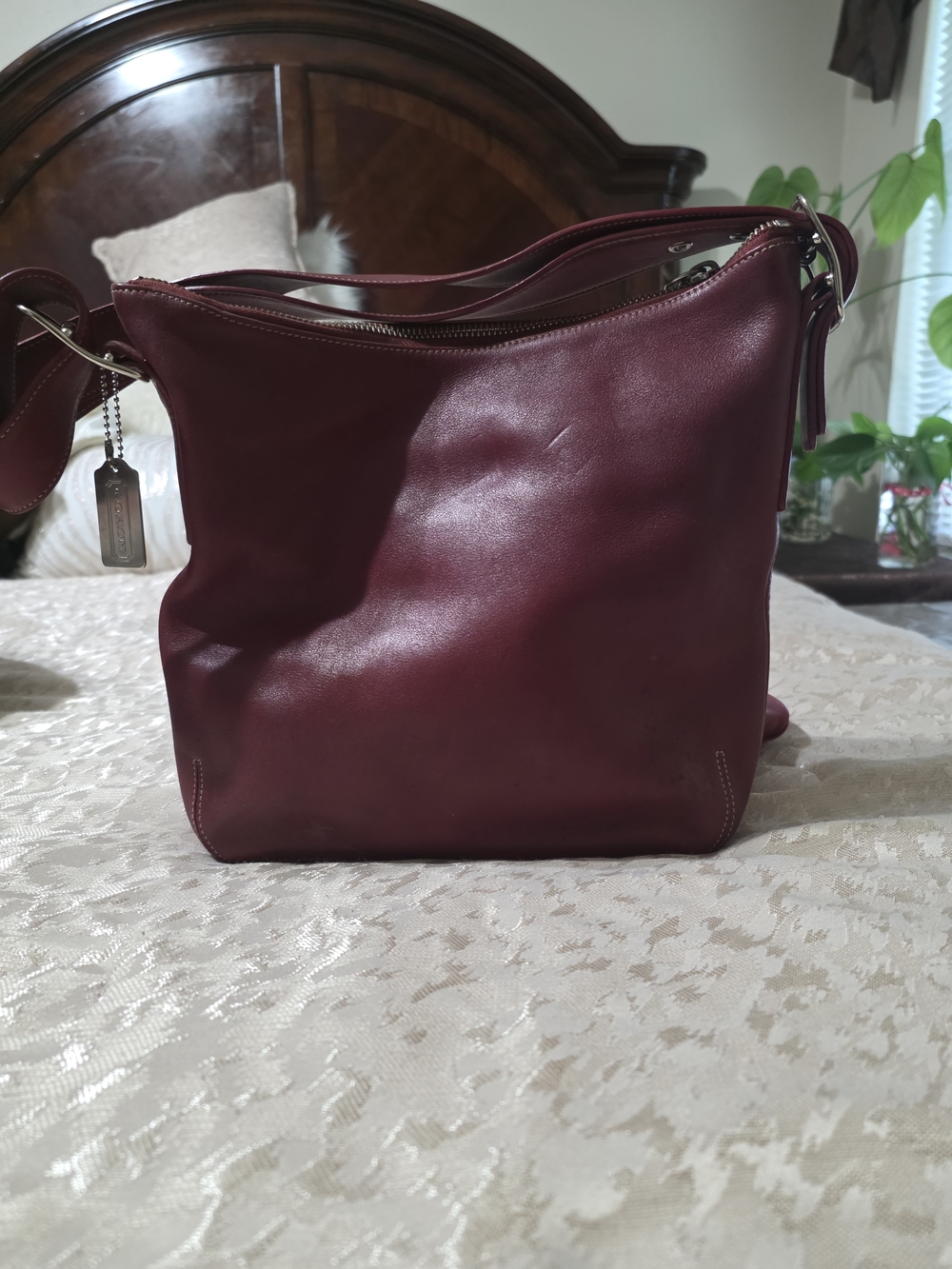 Coach Leather Shoulder Bag in Burgundy - Picture 3 of 8
